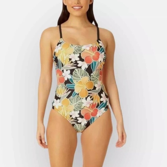 Hurley Floral One Piece Swimsuit - Black, Red, Yellow, Green, Pink - Picture 1 of 5